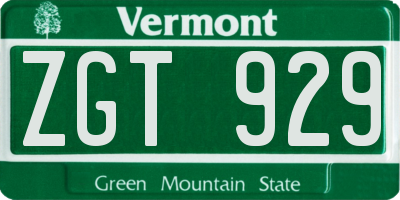 VT license plate ZGT929