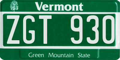 VT license plate ZGT930