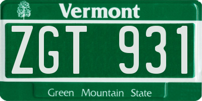 VT license plate ZGT931