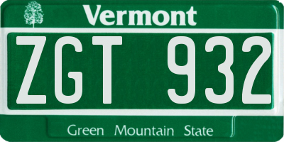 VT license plate ZGT932
