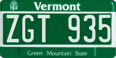 VT license plate ZGT935