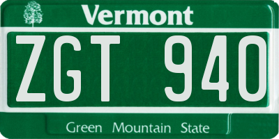 VT license plate ZGT940