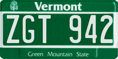 VT license plate ZGT942