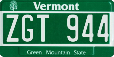 VT license plate ZGT944