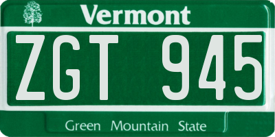 VT license plate ZGT945