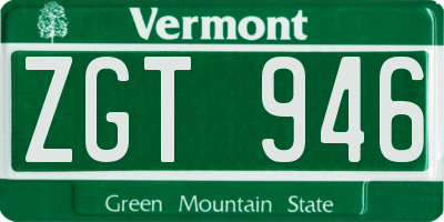 VT license plate ZGT946