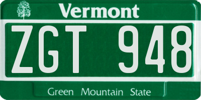 VT license plate ZGT948