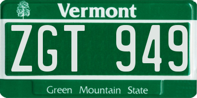 VT license plate ZGT949