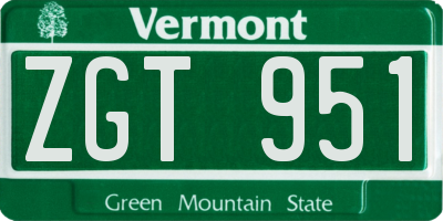 VT license plate ZGT951