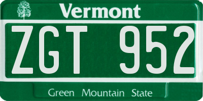 VT license plate ZGT952