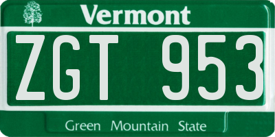 VT license plate ZGT953