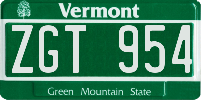 VT license plate ZGT954