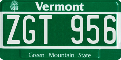 VT license plate ZGT956