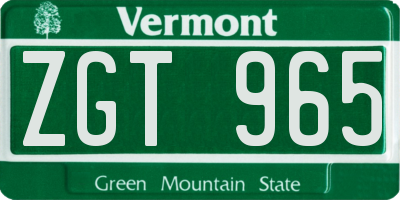VT license plate ZGT965