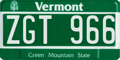 VT license plate ZGT966