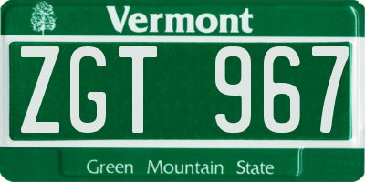 VT license plate ZGT967