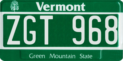 VT license plate ZGT968