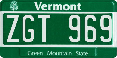 VT license plate ZGT969