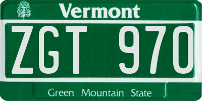 VT license plate ZGT970
