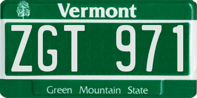 VT license plate ZGT971