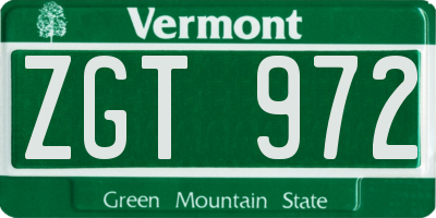 VT license plate ZGT972