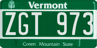 VT license plate ZGT973