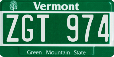VT license plate ZGT974