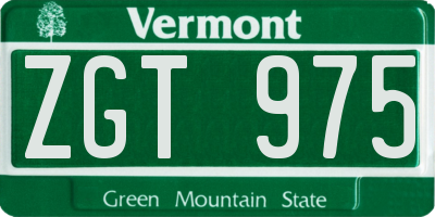 VT license plate ZGT975
