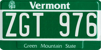 VT license plate ZGT976