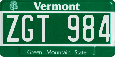 VT license plate ZGT984