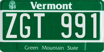 VT license plate ZGT991