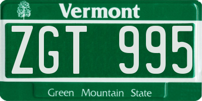 VT license plate ZGT995
