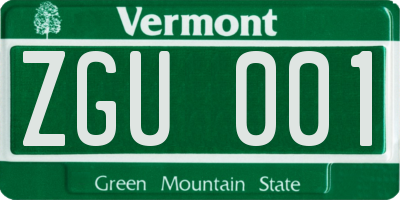 VT license plate ZGU001