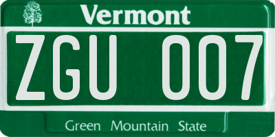 VT license plate ZGU007