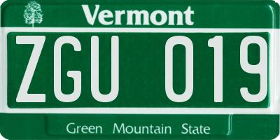 VT license plate ZGU019