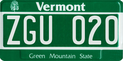 VT license plate ZGU020