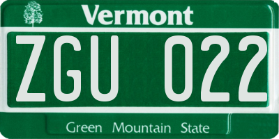 VT license plate ZGU022