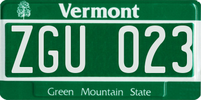 VT license plate ZGU023