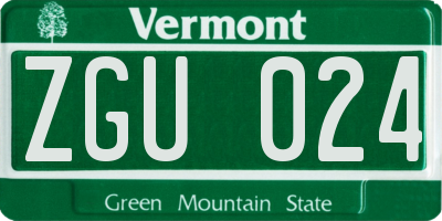 VT license plate ZGU024