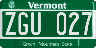 VT license plate ZGU027