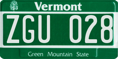 VT license plate ZGU028