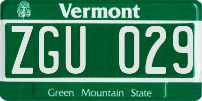 VT license plate ZGU029