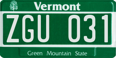 VT license plate ZGU031