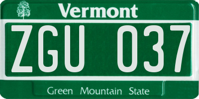 VT license plate ZGU037
