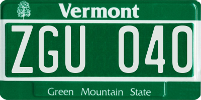 VT license plate ZGU040