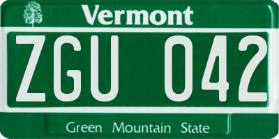 VT license plate ZGU042