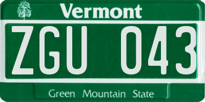 VT license plate ZGU043