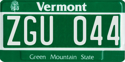 VT license plate ZGU044