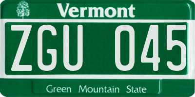 VT license plate ZGU045