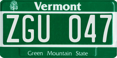 VT license plate ZGU047